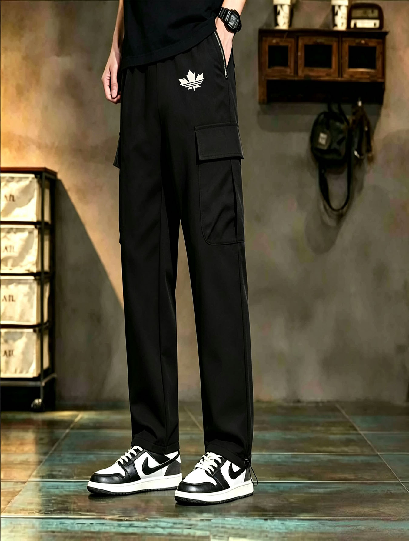 Cargo Pant Wide - Men Multi Pocket Cargo Pants White