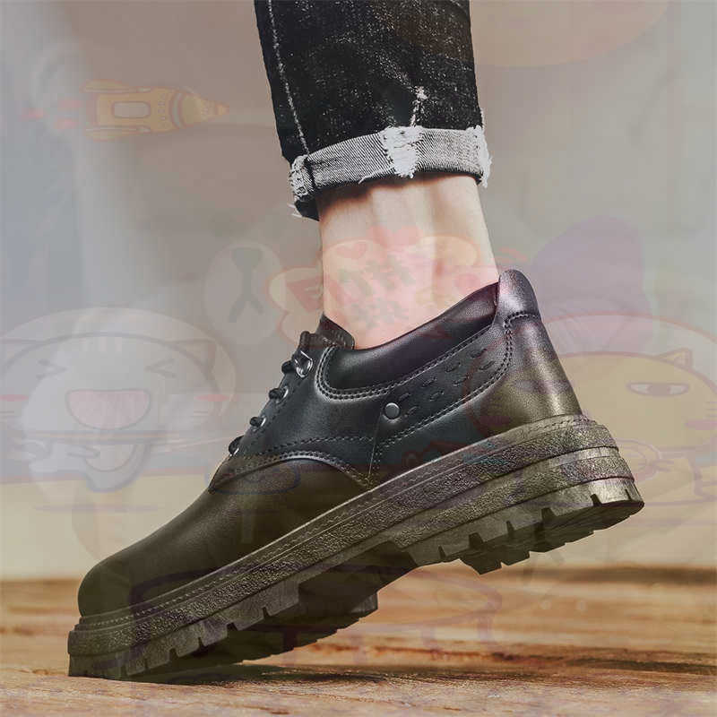 Street Fashion Asian - Dark Natural Leather Fashion Trainers Tennis
