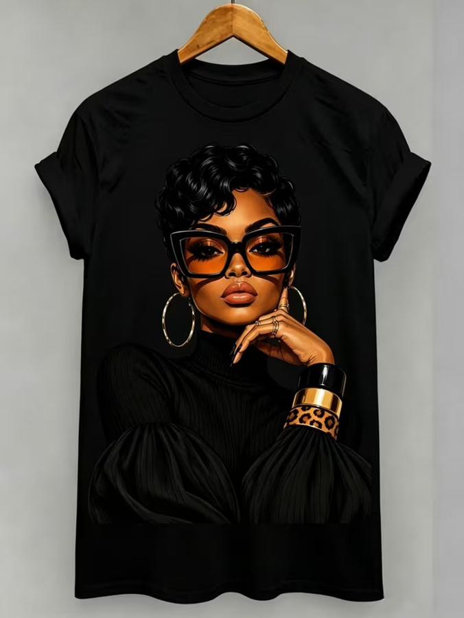 Italy Fashion Street - Women's Black Short Sleeve T-Shirt with
