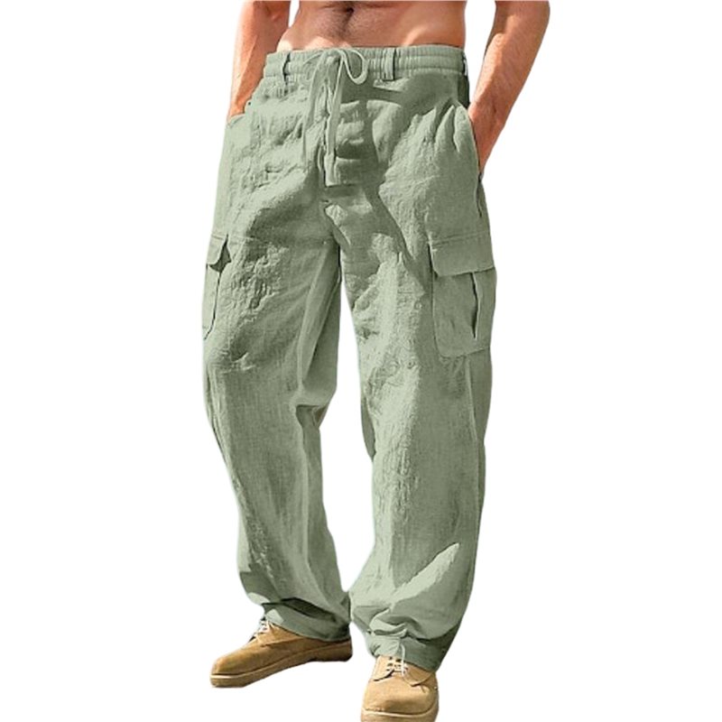 Cargo Pant Wide - NEW-Men's Drawstring Waist Wide Leg Multi