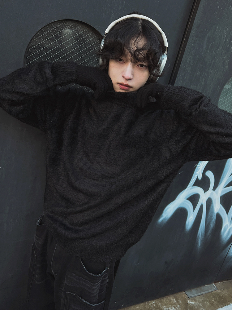 Street Fashion London - Fur Collar Pullovers Rock Mens Navy