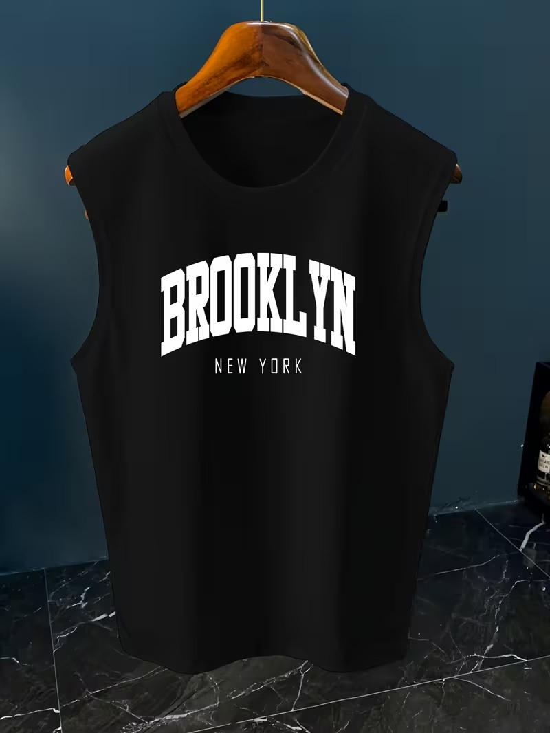 Street Fashion In Paris - Mens Minimalist Paris Letter Print Sleeveless