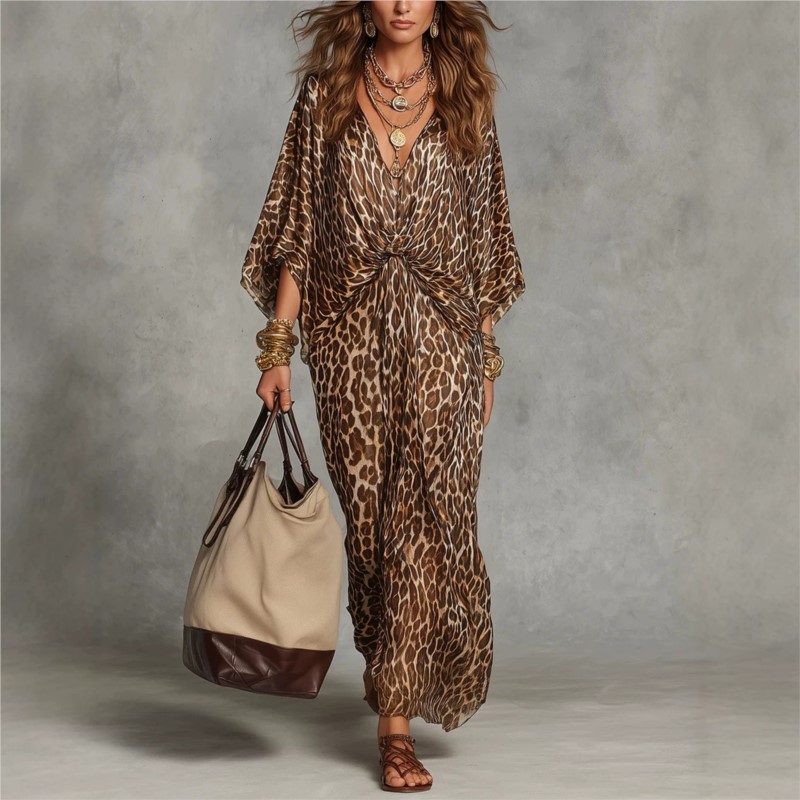Italy Fashion Street - Fashion Leopard Print Dress Sexy Deep