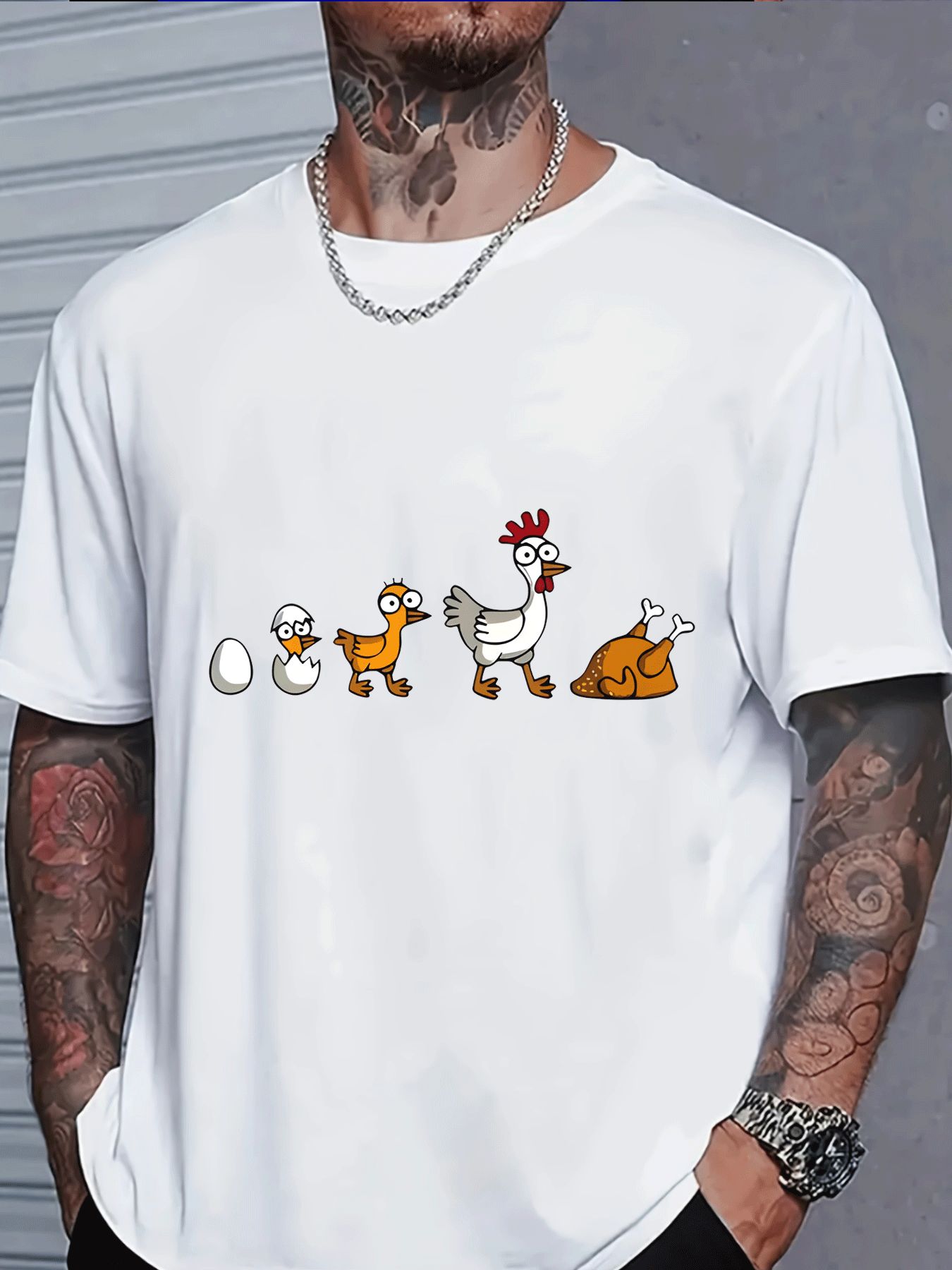 Mens White Crew Neck Tee Chick - đánh giá và giá Street Fashion Evolution