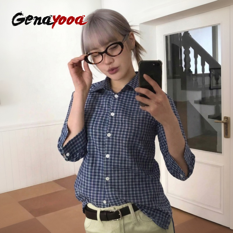 Genayooa Y2k Plaid Shirt Women - đánh giá và giá Street Fashion Japan