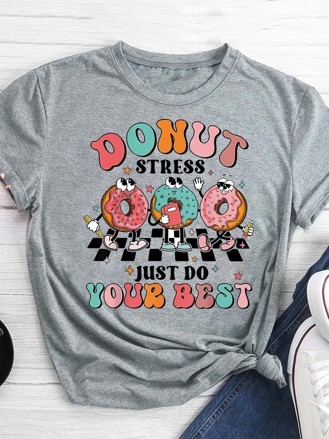 Cartoon Donut Print T-shirt, S - đánh giá và giá Italy Fashion Street